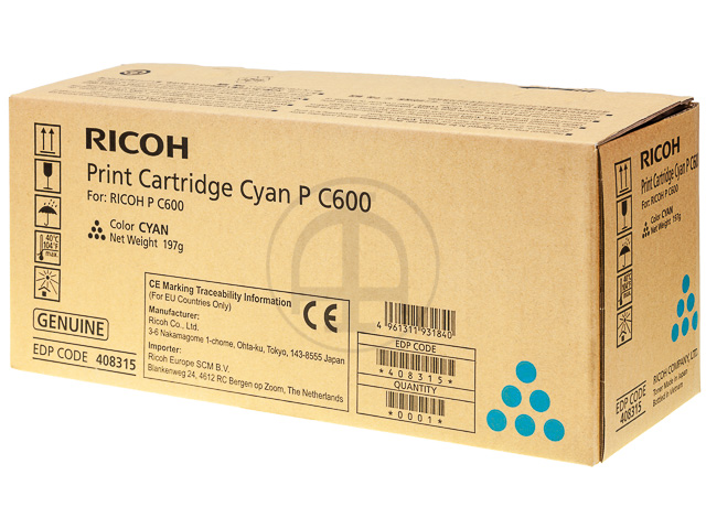 408315 RICOH P C600 TONER CYAN 12.000Seiten