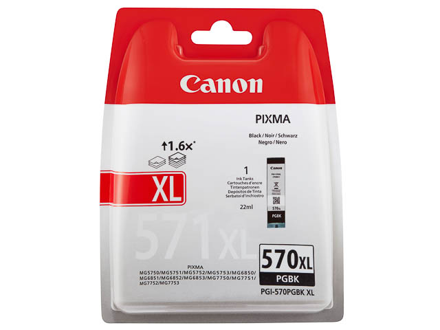 PGI570XLPGBK CANON MG5750 TINTE BLACK HC 0318C006 Nr.570XL 22ml Blister w/o SEC