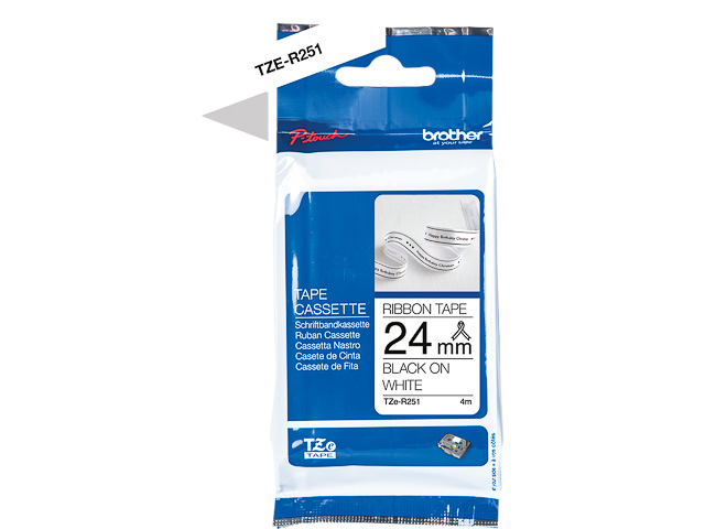 TZER251 BROTHER PTOUCH 24mm WEISS-SCHW Schriftband 4m textil
