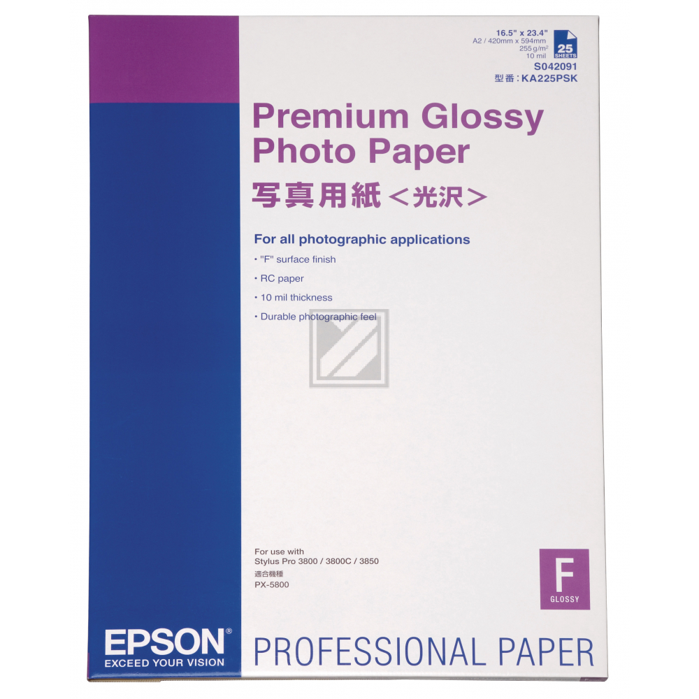 C13S042091 EPSON Premium Fotopapier A2 (420x594mm) 25Blatt weiss 255gr