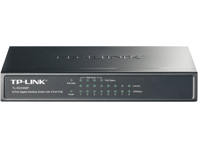 TP-LINK 8PORT GIGABIT SWITCH 4PORT POE+ TL-SG1008P 8x10/100/1000MBs/RJ45Ports