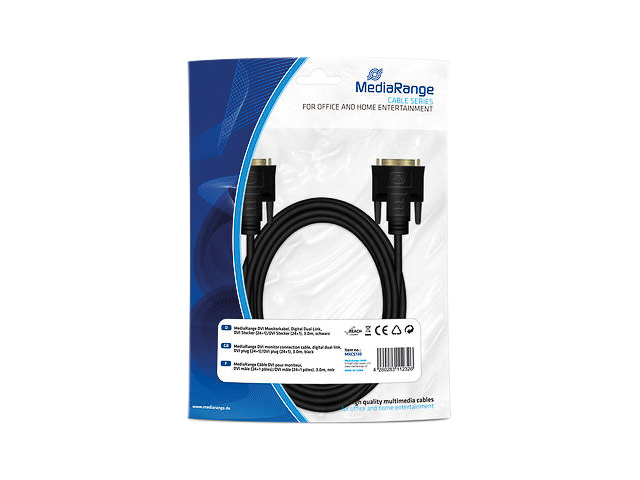 MEDIARANGE DVI MONITORKABEL 3m MRCS130 Digital Dual Link schwarz