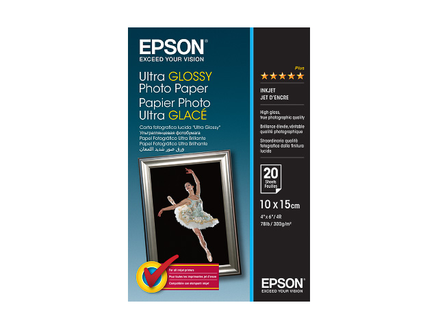 C13S041926 EPSON FOTOPAPIER 10x15cm 20Blatt 300gr ultra Hochglanz