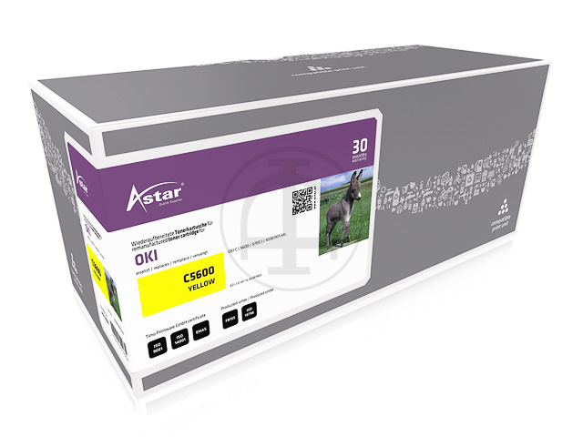 AS13905 ASTAR OKI C5600 TONER YEL 43381905 2000Seiten