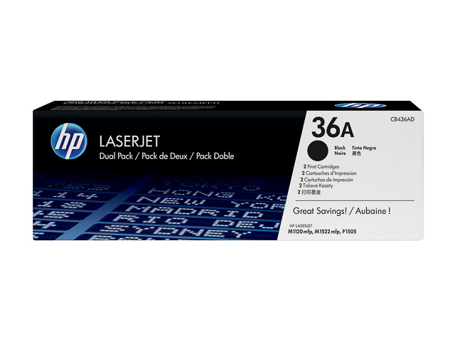 CB436AD HP LJ P1505 CARTRIDGE (2) BLACK HP36A 2x2000Seiten