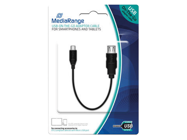 MEDIARANGE USB ON-THE-GO ADAPTERKABEL MRCS168 USB 2.0 Stecker + Buchse 20cm