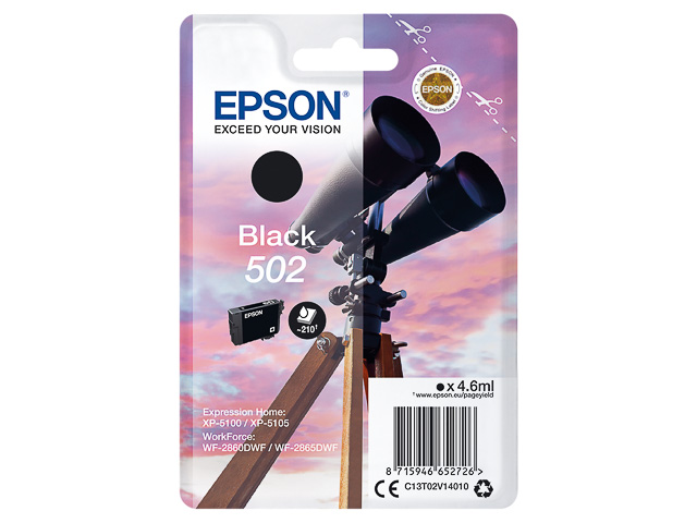 C13T02V14010 EPSON XP5100 TINTE BLACK ST 4,6ml 210Seiten Standard Kapazitaet