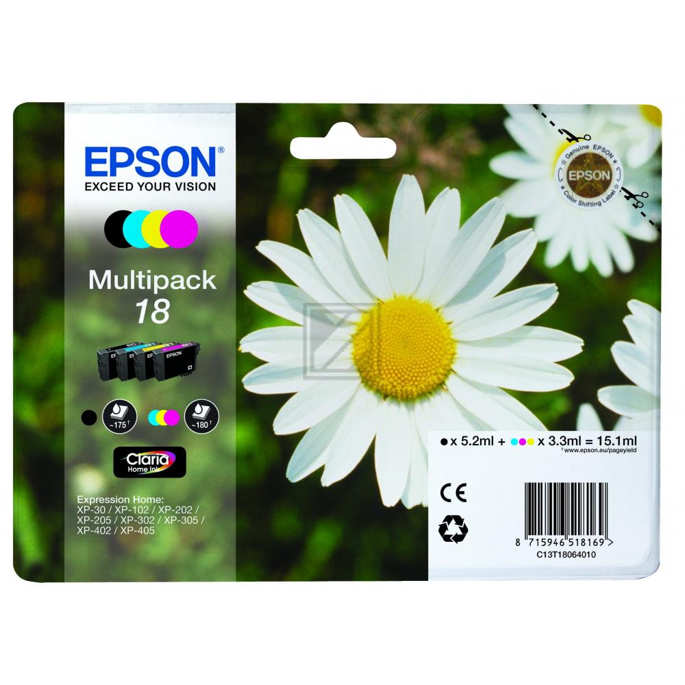 C13T18064012 EPSON XP Tinte (4) cmyk ST 1x175/3x180Seiten 1x5,2/3x3,3 ml