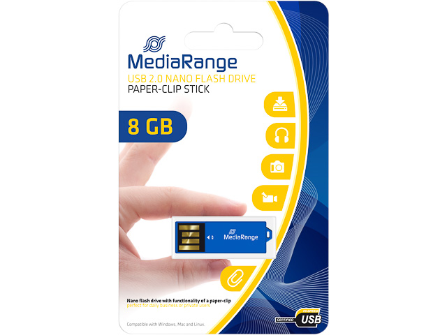 MEDIARANGE NANO USB STICK 8GB MR975 14MB/s USB 2.0 blau