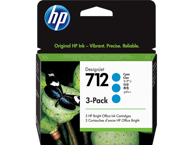 3ED77A HP DNJ T200 TINTE CYAN (3) HP712 3x29ml