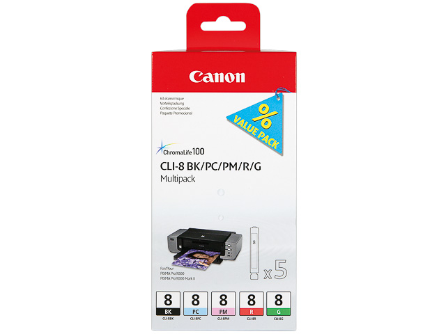 CLI8 CANON PRO9000 TINTE (5) BKPCPMRG 0620B027 Nr.8 5x13ml Blister w/o SEC