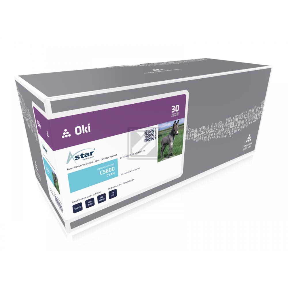 AS14907 ASTAR OKI 43381907 C5xxx Toner cyan rebuilt 2000Seiten