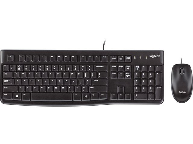 LOGITECH MK120 TASTATUR+MAUS QWERTZ DE 920-002540 mit Kabel schwarz