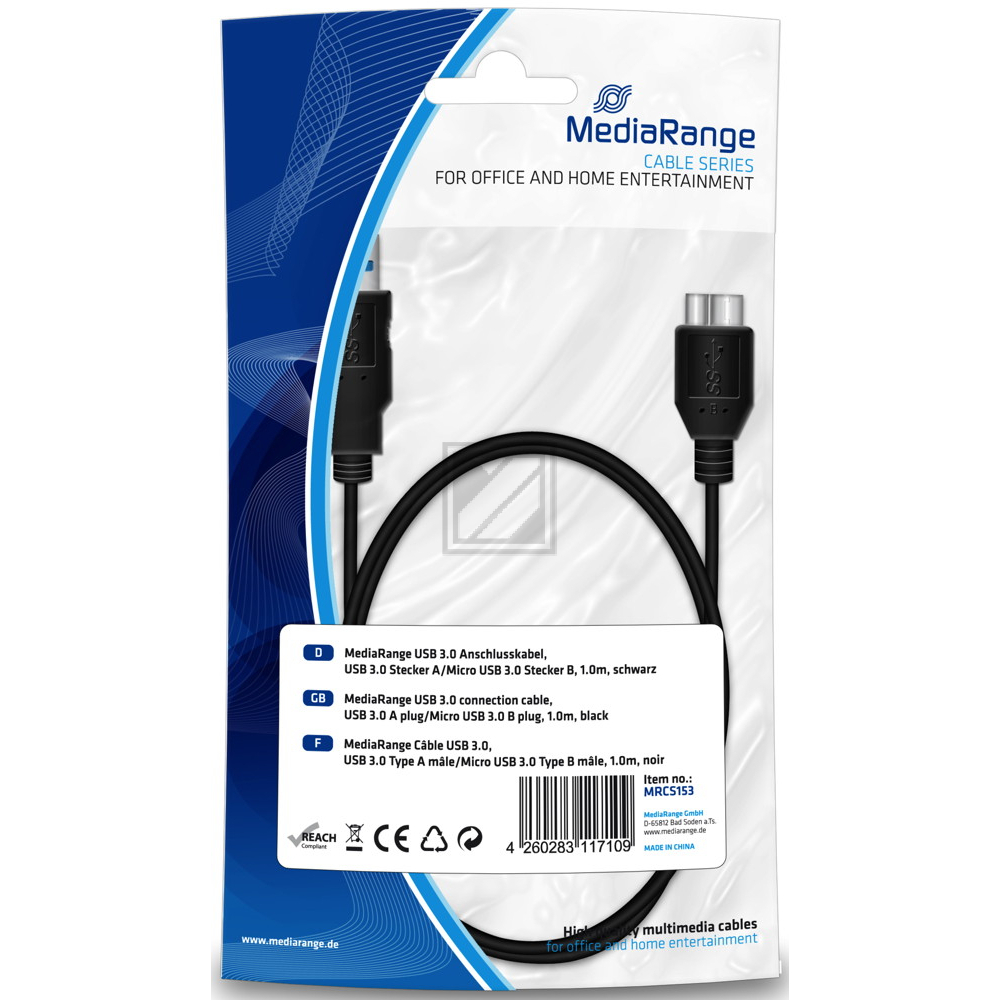 MRCS153 MEDIARANGE Anschlusskabel USB 3.0 1m schwarz