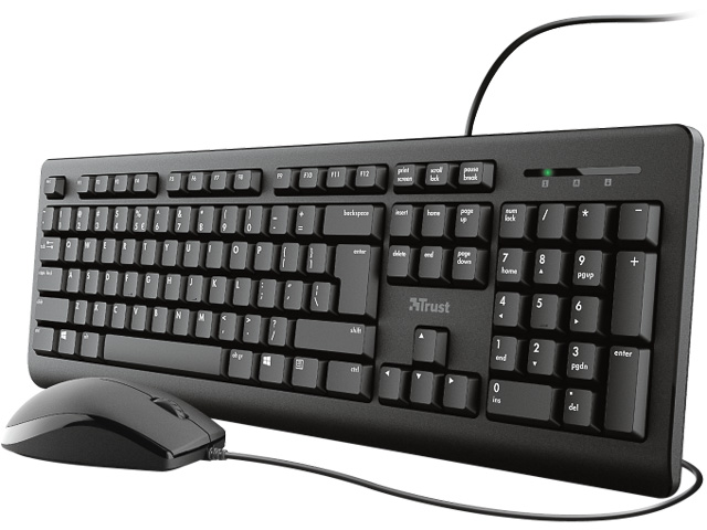 TRUST PRIMO TASTATUR+MAUS QWERTZ DE 23973 mit Kabel schwarz