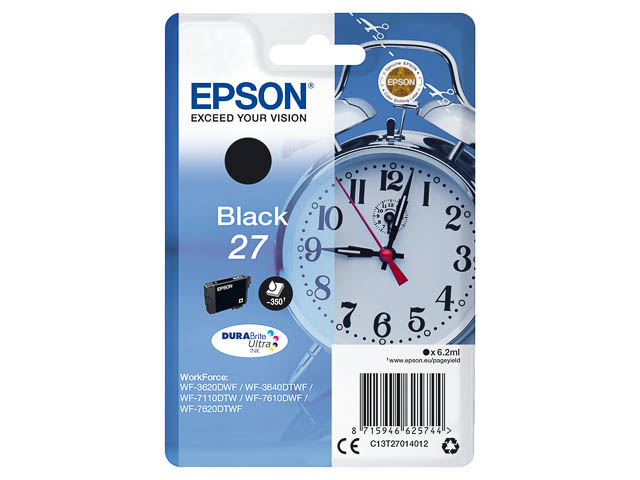 C13T27014012 EPSON WF3620DWF TINTE BK ST 6,2ml 350Seiten Standard Kapazitaet