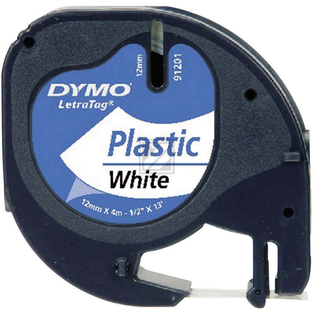 S0721660 DYMO 12mm SCHWARZ-WEISS 91221 Plastik Schriftband 4m