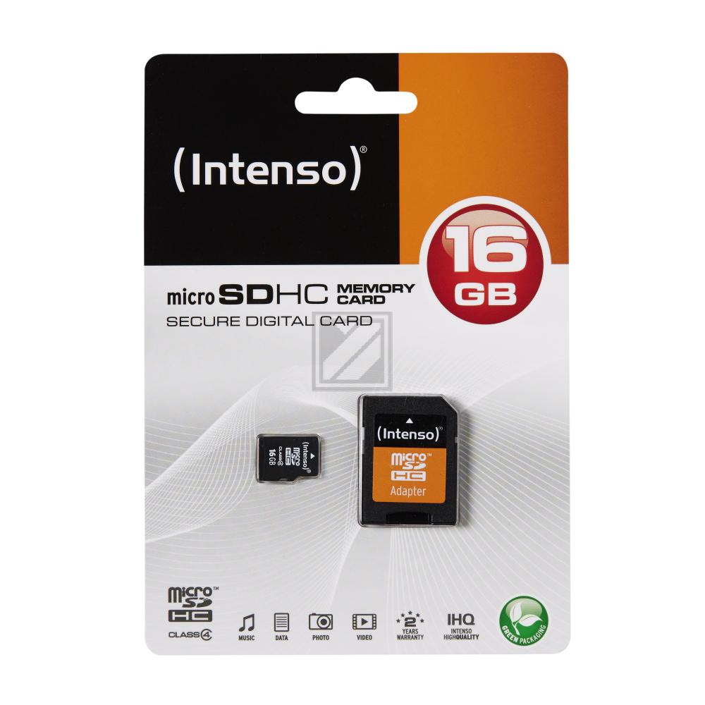 INTENSO MICRO SDHC KARTE 16GB 3403470 21MB/s mit Adapter