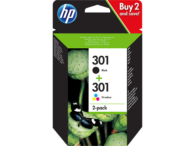 N9J72AE HP DJ1050 TINTE (2) BLACK+COLOR HP301 3ml 170S black + 3ml 150S color