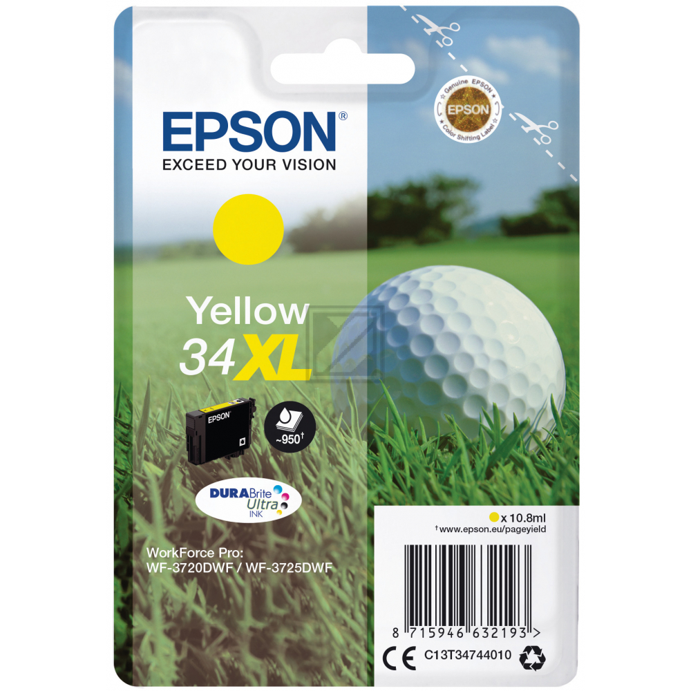 C13T34744010 EPSON WF Tinte yellow HC 950Seiten 10,8ml