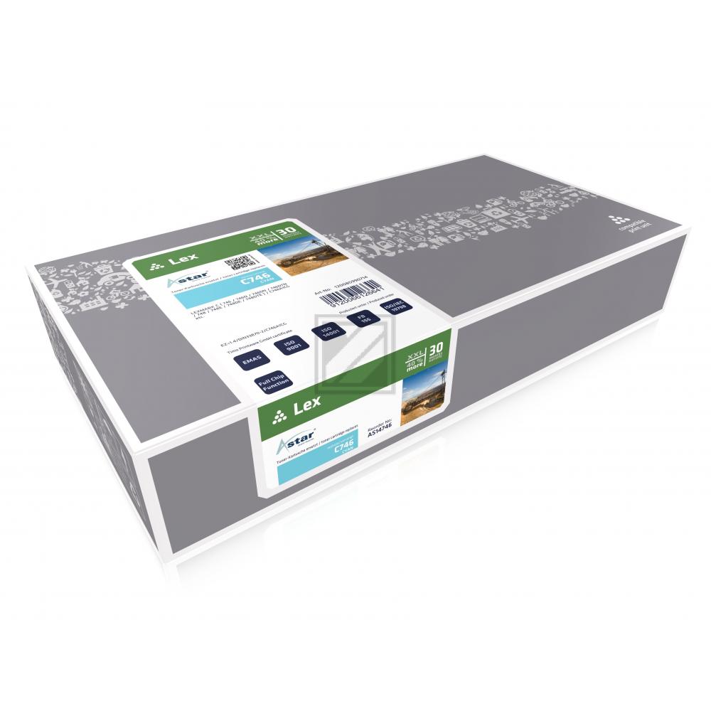 AS14746 ASTAR LEXMARK C746A1CG Optra C Toner cyan XXL rebuilt 10.000Seiten Chip