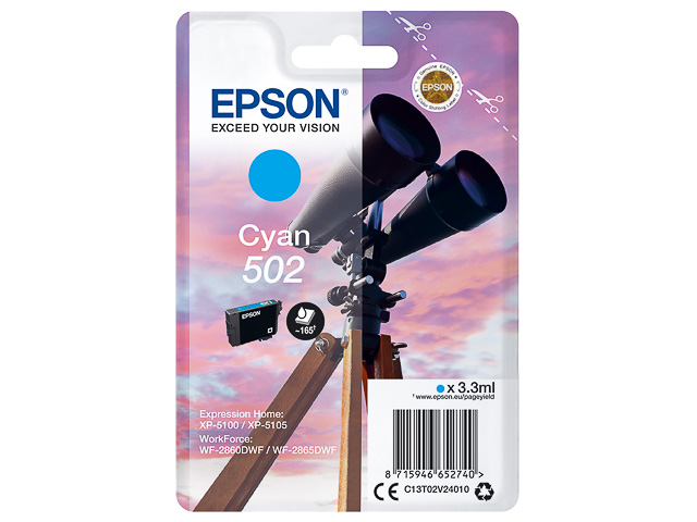 C13T02V24010 EPSON XP5100 TINTE CYA ST 3,3ml 165Seiten Standard Kapazitaet