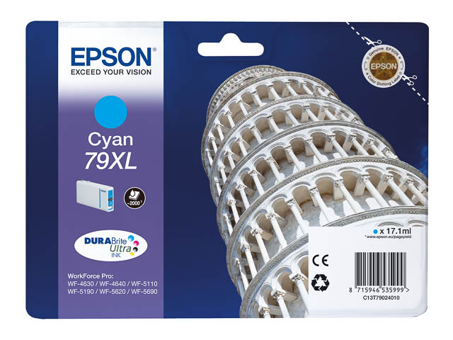 C13T79024010 EPSON WF5110WF TINTE CYA HC 17,1ml Nr.79XL 2000Seiten hohe Kap.