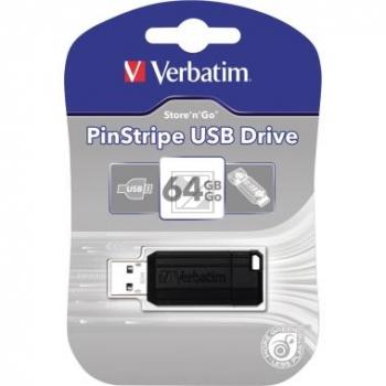 VERBATIM PINSTRIPE USB STICK 64GB 49065 12MB/s USB 2.0 schwarz