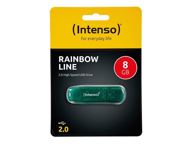 INTENSO RAINBOW LINE USB STICK 8GB 3502460 28MB/s USB 2.0 gruen
