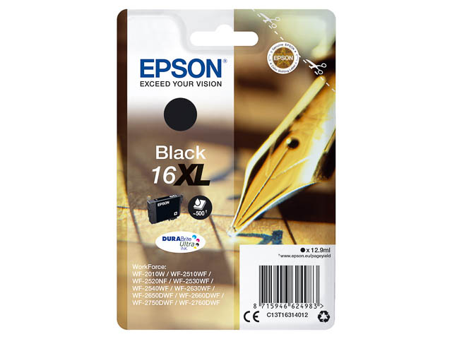 C13T16314012 EPSON WF2010 TINTE BLACK HC 12,9ml 500Seiten hohe Kapazitaet