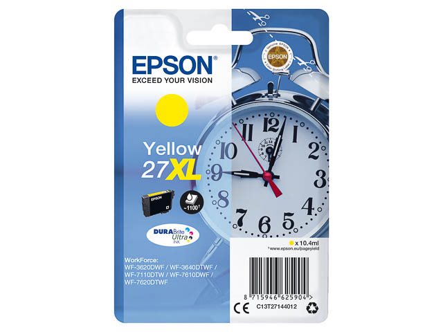 C13T27144012 EPSON WF3620DWF TINTE YE HC 10,4ml 1100Seiten hohe Kapazitaet