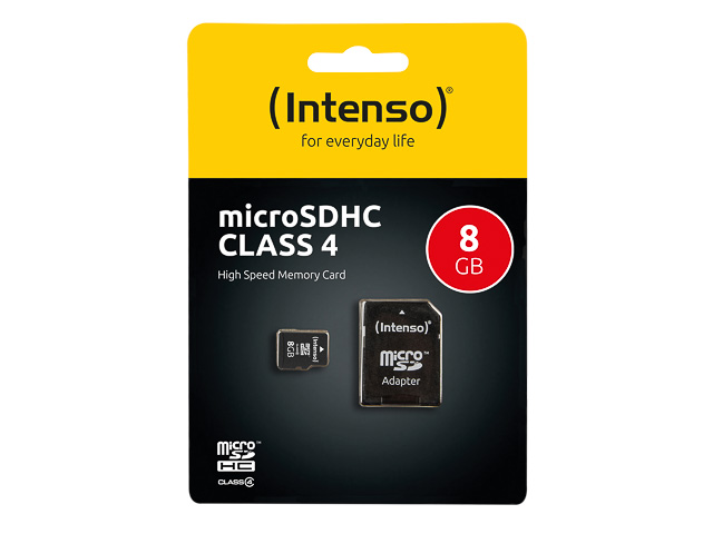 INTENSO MICRO SD KARTE 8GB 3403460 21MB/s mit Adapter