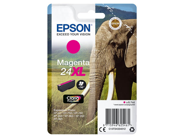 C13T24334012 EPSON XP750 TINTE MAG HC 8,7ml 740Seiten hohe Kapazitaet