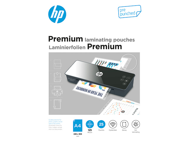 HP PREMIUM LAMINIERFOLIEN A4 9122 25Blatt 125mic mit Lochung