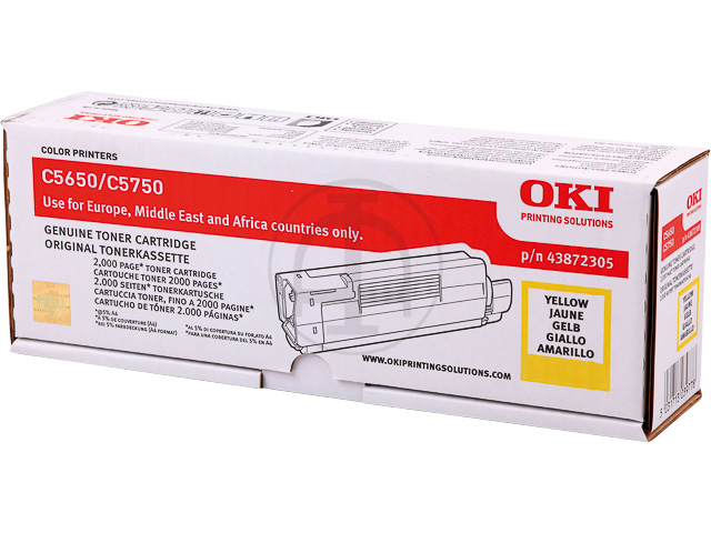 43872305 OKI C5650 TONER YELLOW 2000Seiten