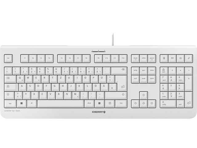 CHERRY KC1000 TASTATUR QWERTZ DE JK-0800DE-0 weiss mit Kabel USB silent