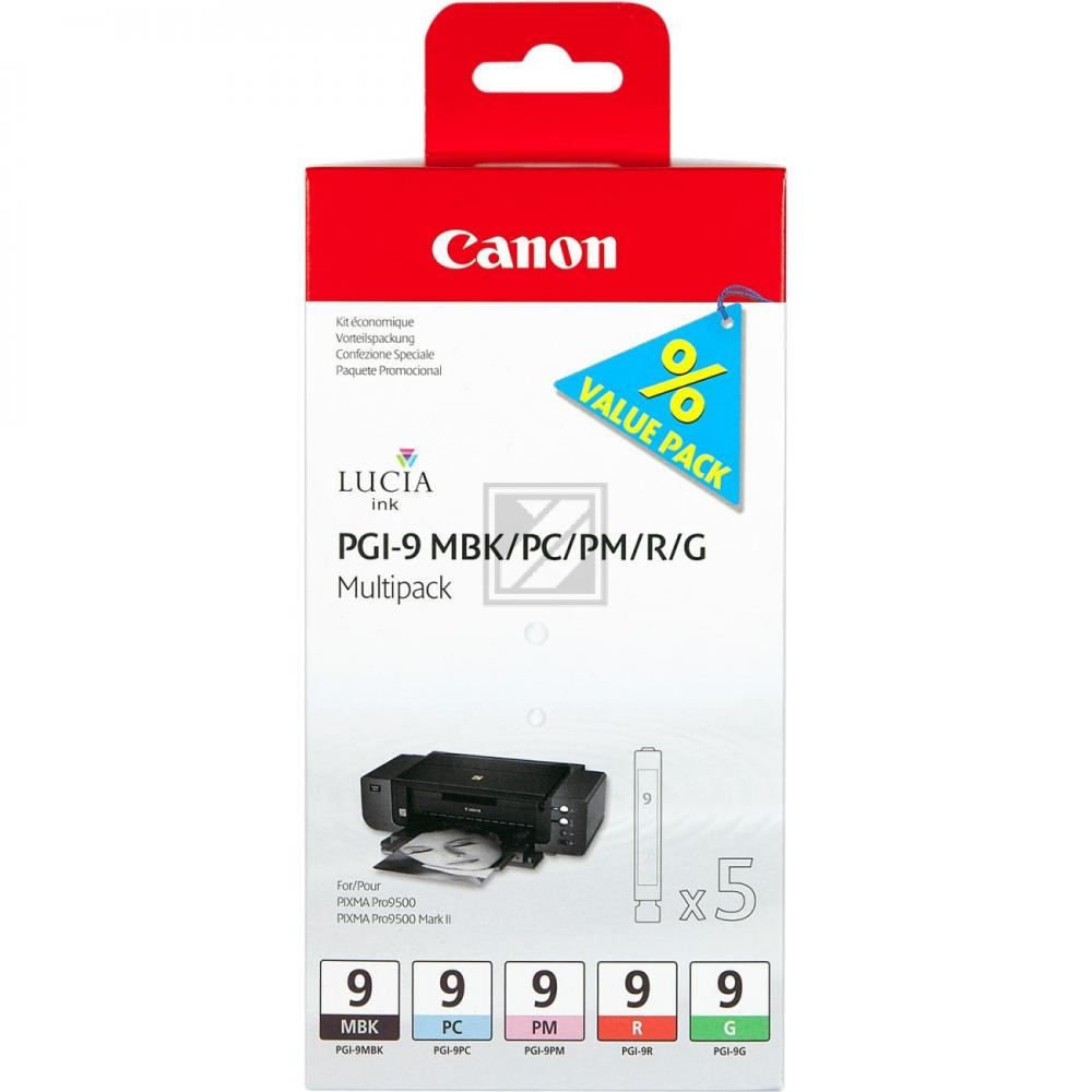 1033B013 CANON PGI9 Nr.9 Pixma Tinte (5) mbk/pbk/g/r w/o SEC Fotos Blister