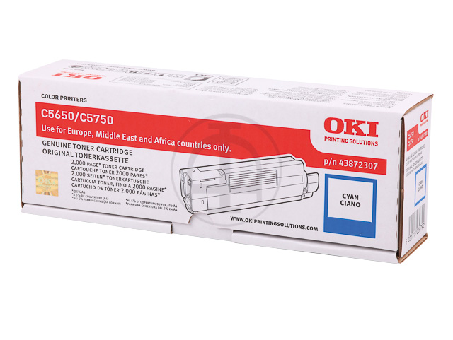 43872307 OKI C5650 TONER CYAN 2000Seiten