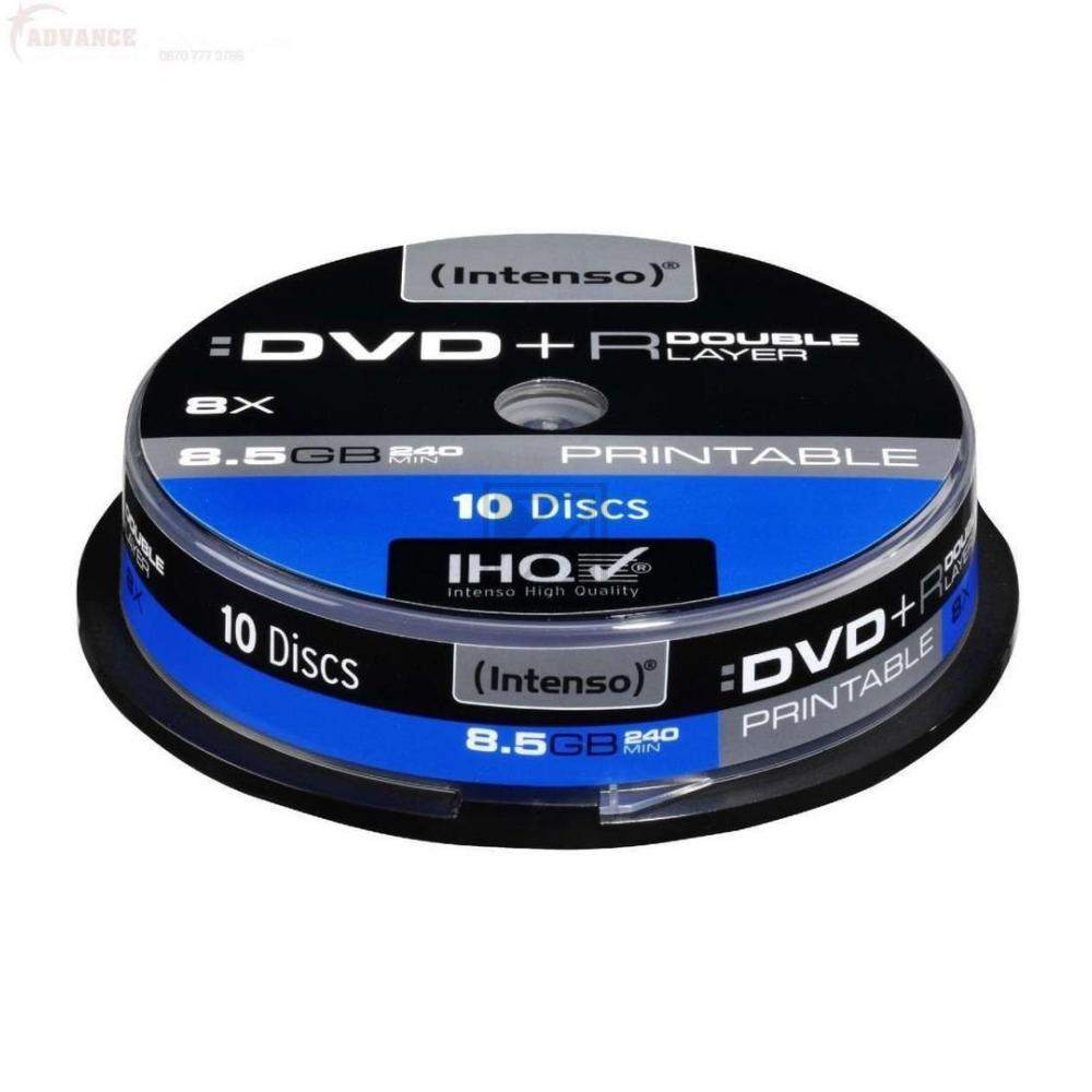 INTENSO DVD+R DL 8.5GB 8x IW(10) CB 4381142 Cake Box inkjet printable