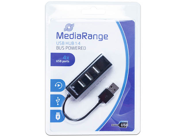 MEDIARANGE 4x USB 2.0 HUB MRCS502 Plug+Play