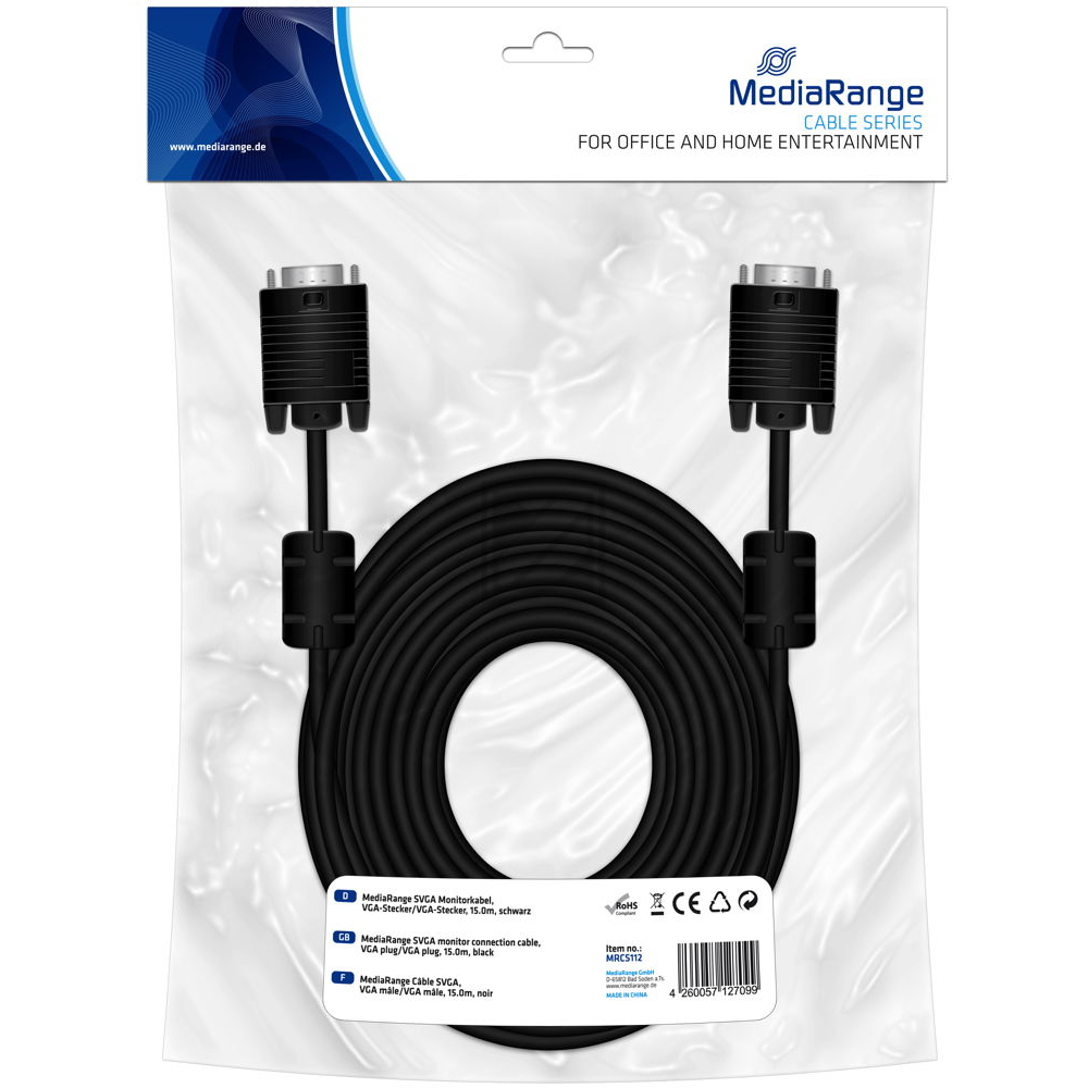 MRCS112 MEDIARANGE SVGA Kabel VGA 15m schwarz