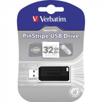 VERBATIM PINSTRIPE USB STICK 32GB 49064 12MB/s USB 2.0 schwarz