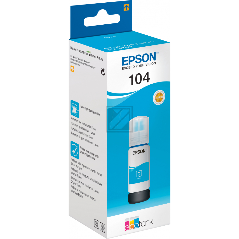 C13T00P240 EPSON ET104 EcoTank Tinte cyan 7500Seiten 65ml