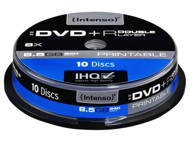 INTENSO DVD+R DL 8.5GB 8x IW(10) CB 4381142 Cake Box inkjet printable