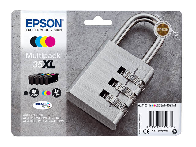 C13T35964010 EPSON WF4720DWF TINTE(4) HC 1x41,2ml bk 3x20,3ml cmy hohe Kap.