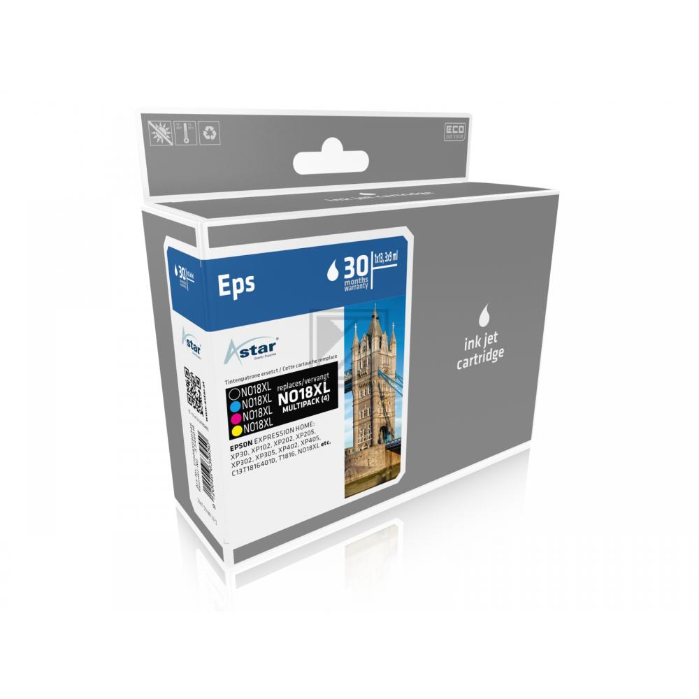AS46018 ASTAR EPSON T1816 XP Tinte (4) cmyk HC rebuilt 1x470/3x450Seiten Chip