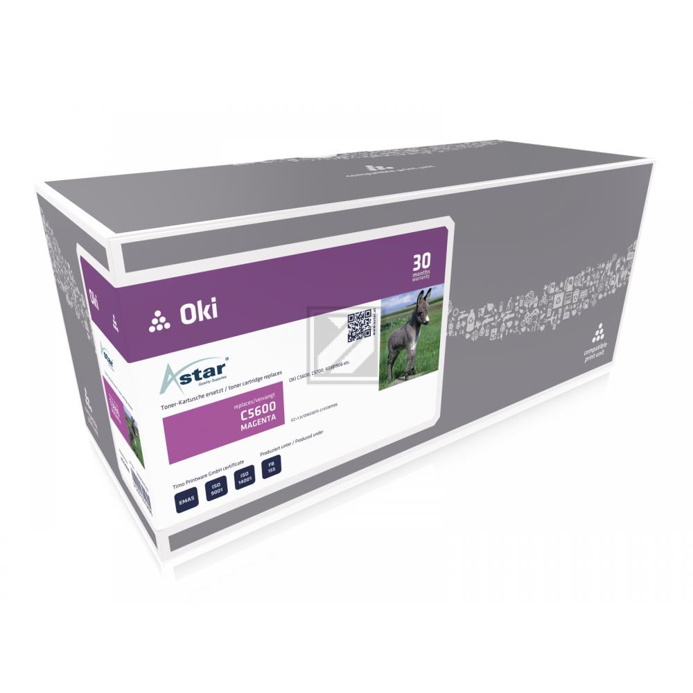 AS12906 ASTAR OKI 43381906 C5xxx Toner magenta rebuilt 2000Seiten