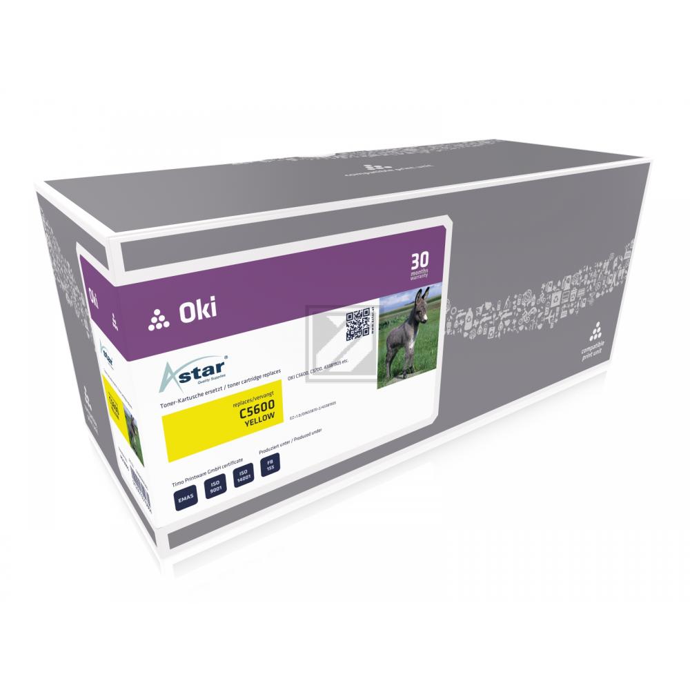 AS13905 ASTAR OKI 43381905 C5xxx Toner yellow rebuilt 2000Seiten