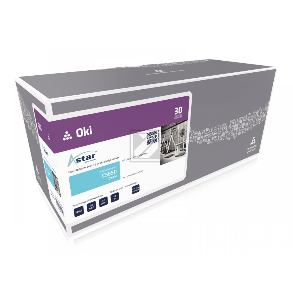 AS14307 ASTAR OKI 43872307 C5xxx Toner cyan rebuilt 2000Seiten Chip