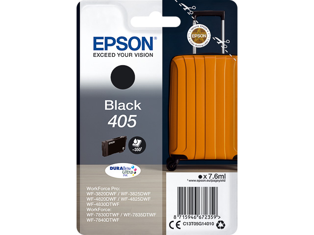 C13T05G14010 EPSON WF4825DWF TINTE BLK 405 7,6ml 350Seiten Standard Kapazitaet